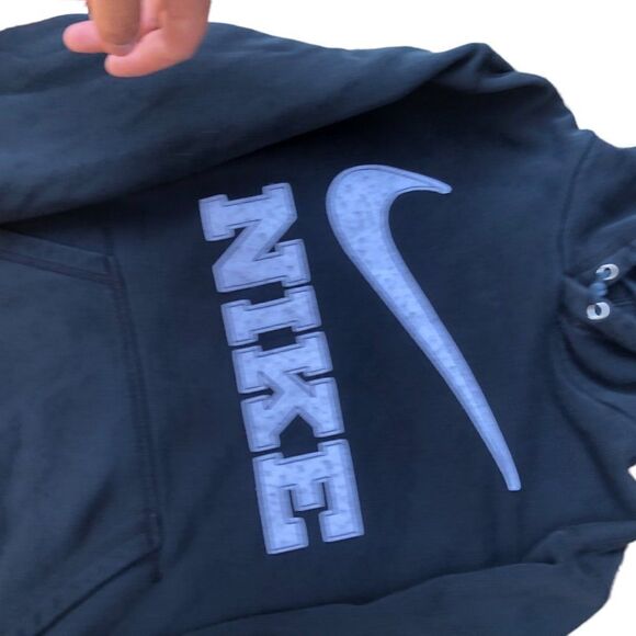 Vintage Embroidered Nike Hoodie Medium Big Logo Black - Picture 9 of 10